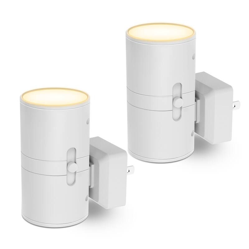 YANSUN 2-Pack Plug in Wall Night Light with Auto On/Off, Dimmable, 3000K Warm