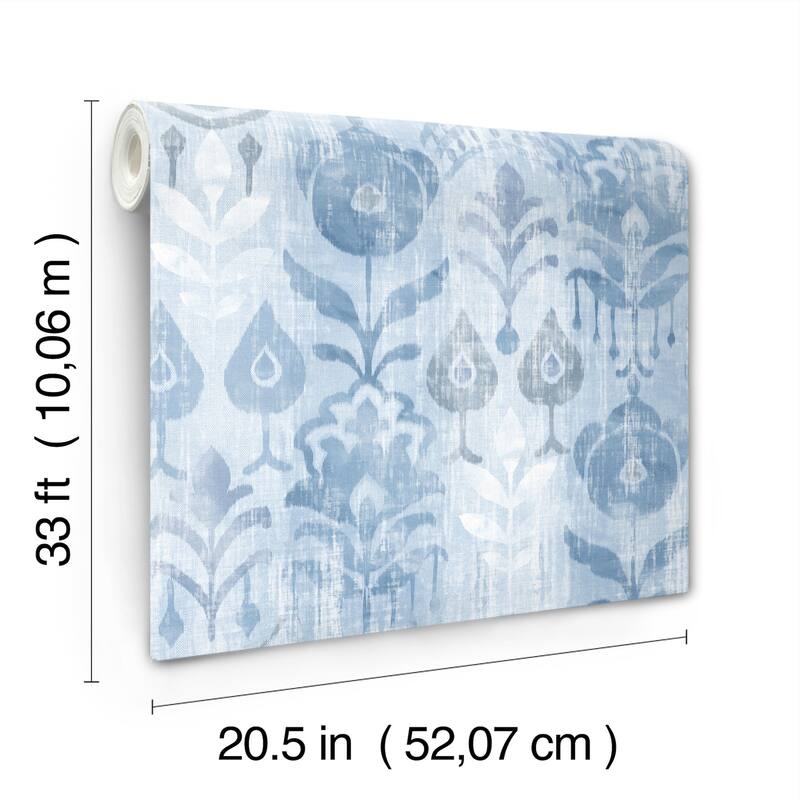A-Street Prints Pavord Blue Floral Shibori Wallpaper