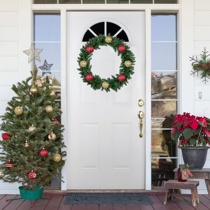 Pre-Lit Everett Pine Artificial Christmas Wreath - 36" - Clear Lights