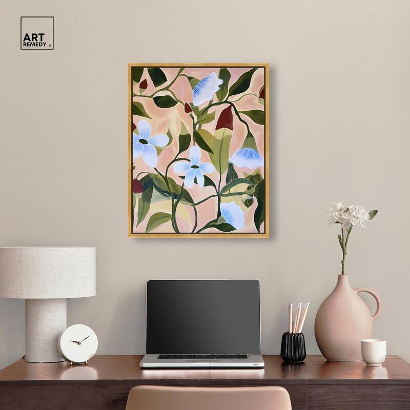Bold Peach Petal Motif Canvas by Art Remedy