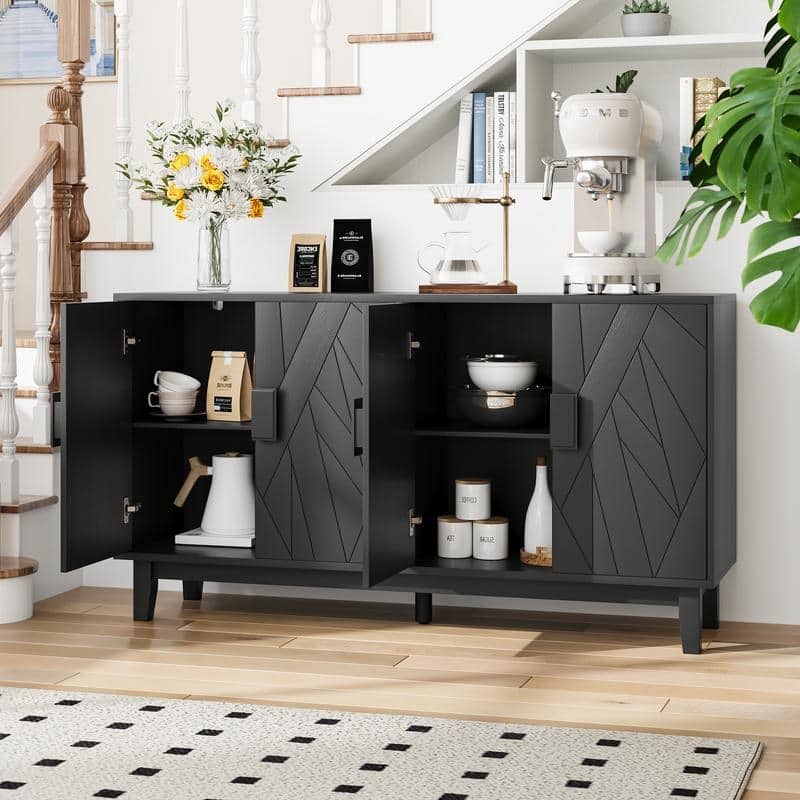 Framehouse 4-Door Buffet Cabinet Multifunctional Decorative Cabinet for Living Room or Dining Area