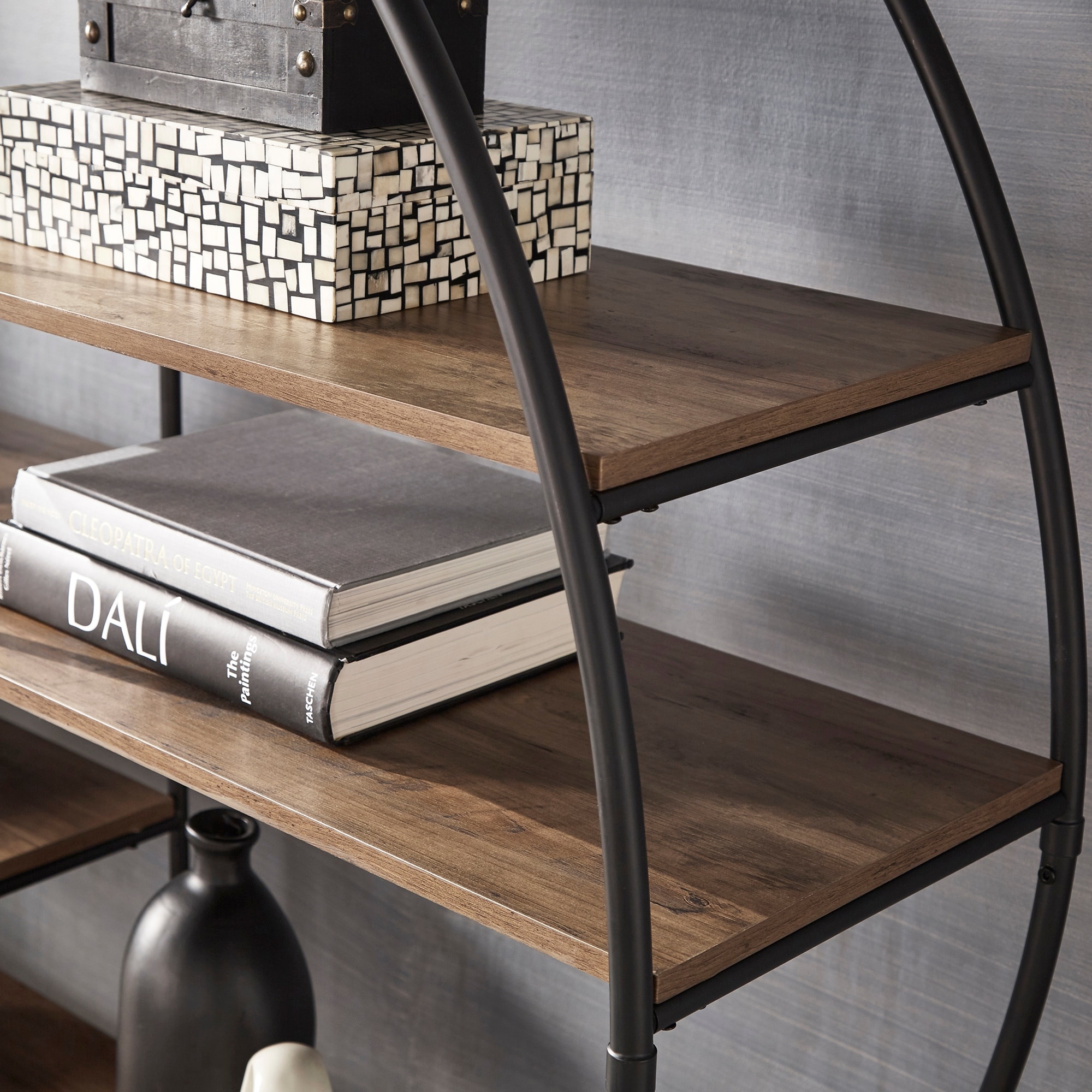 Armen matte black finish metal best sale round bookcase by inspire q modern