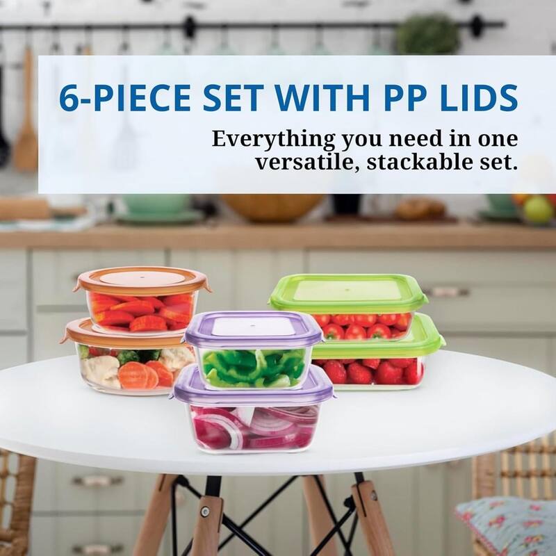 Westinghouse 6-Piece Glass Food Storage Container Set - 320ml to 650ml