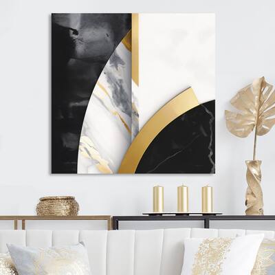 Designart "Marble Painting Shapes" Abstract Marble Metal Wall Art