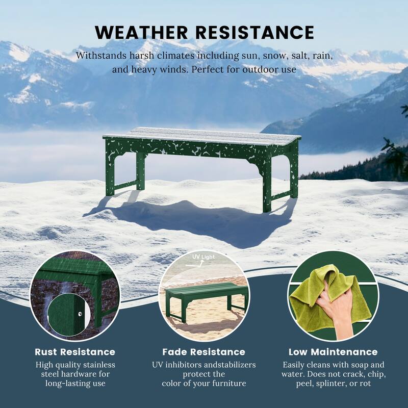Polytrends Laguna Hdpe All Weather Outdoor Patio 48" Bench