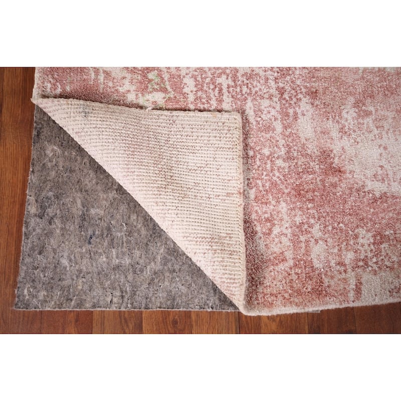 All-Over Abstract Indian Runner Rug Handmade Wool Carpet - 2'8"x 9'9"