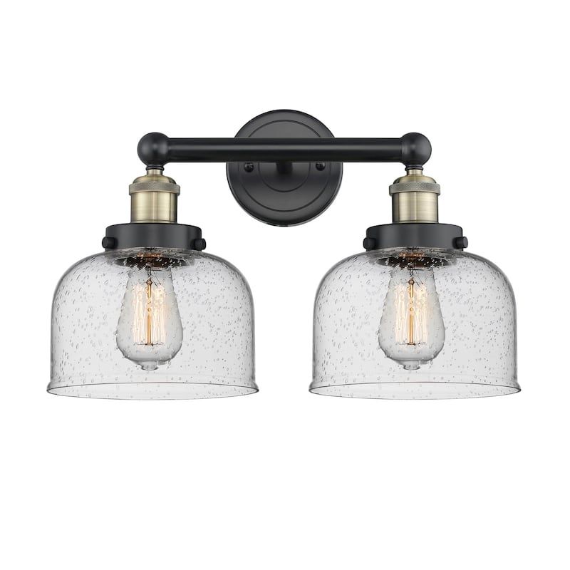 Innovations Lighting 616-2W-10-16-L Bell Vanity Bell 2 Light 16" Wide - Black Antique Brass / Seedy