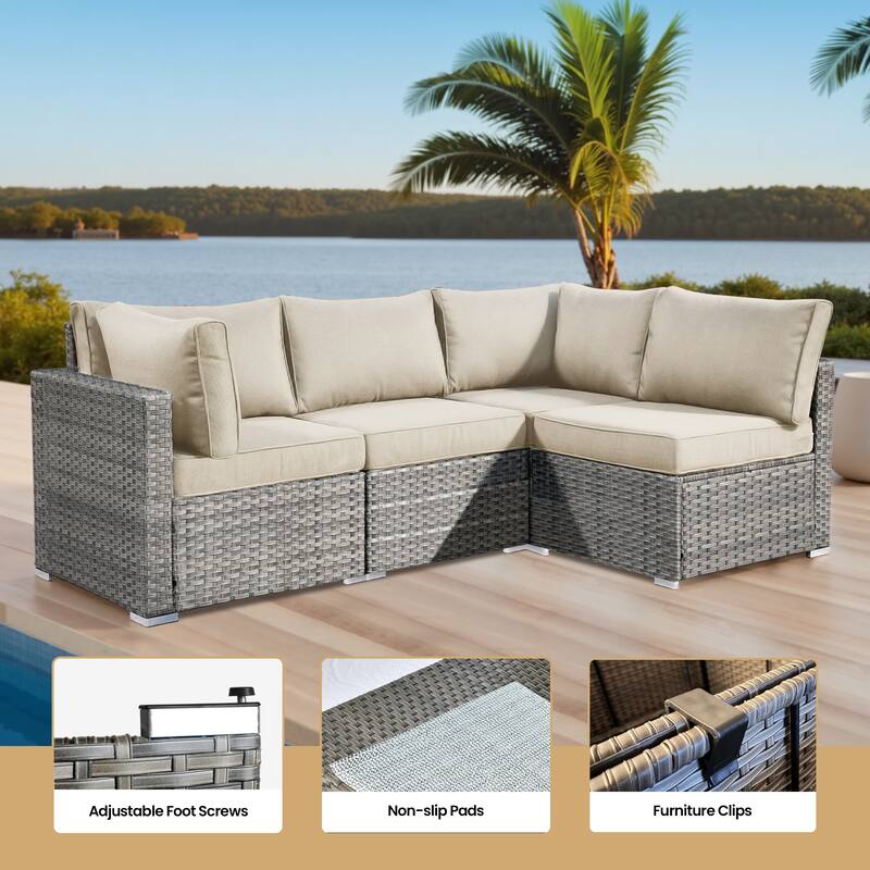 XIZZI 8-piece Patio Outdoor Wicker Furniture Swivel Chair Set with Firepit Table
