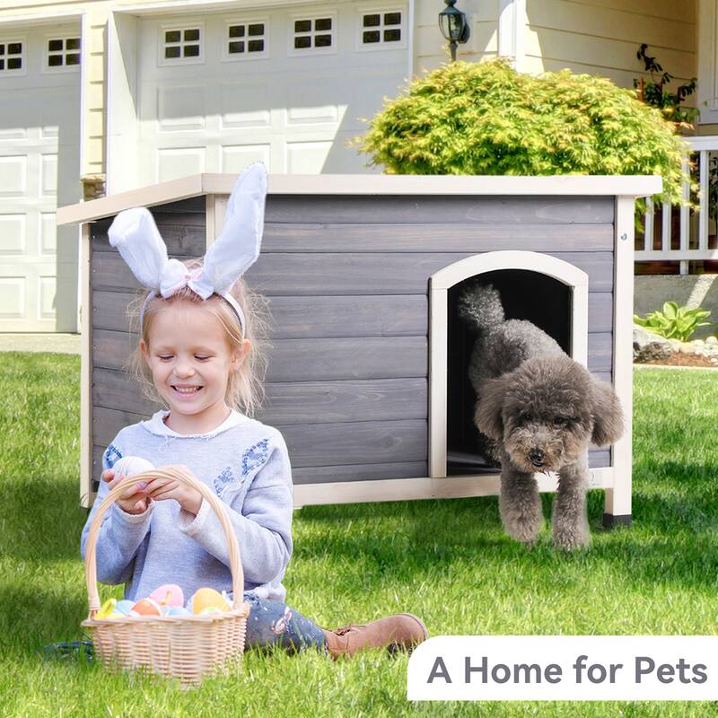 Wooden Outdoor Dog House Dog Crate Waterproof Roof Elevated Floor Dog Room Dog Kennel for Living Room