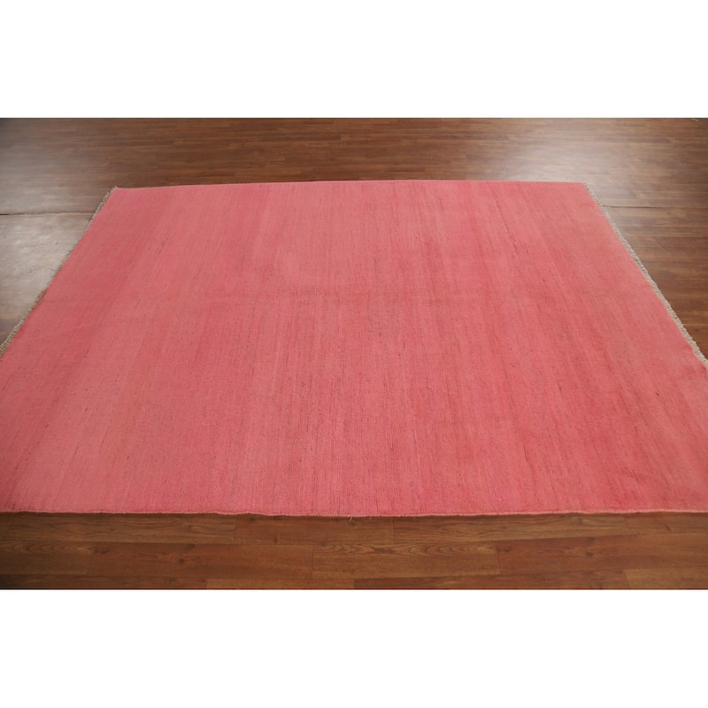 Light Pink Gabbeh Modern Area Rug Hand-Knotted Wool Carpet - 5'9"x 7'10"