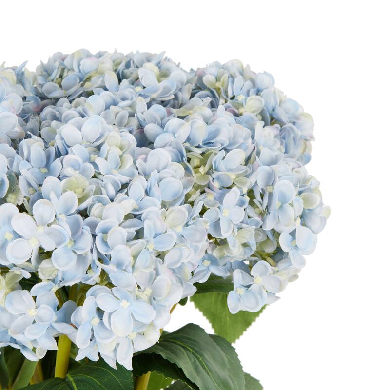 Blue Faux Foliage Tall Hydrangea Artificial Flower Stem (Set of 8)