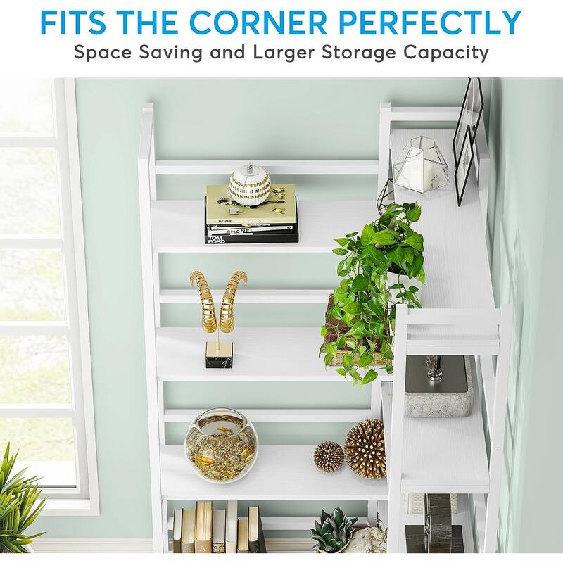 70.8 Inch Corner Bookshelf, 8-Tier Industrial Bookcase