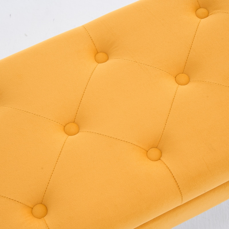 Velvet Storage Ottoman Bench with gold legs and Nailhead Trim for Bedroom/End of Bed/Entryway/Window