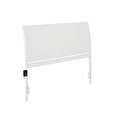 White Wood Sleigh Queen Headboard with Attachable USB Charger and Classic Curved Sleigh Design