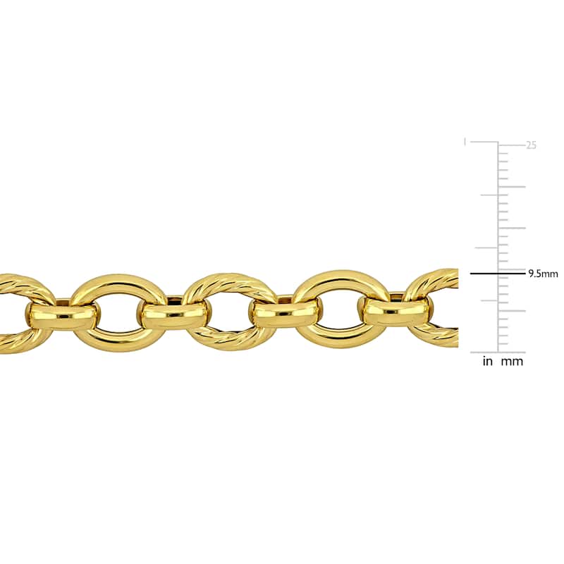 Miadora 9.5mm Twisted Polished Oval Link Bracelet 14K Yellow Gold