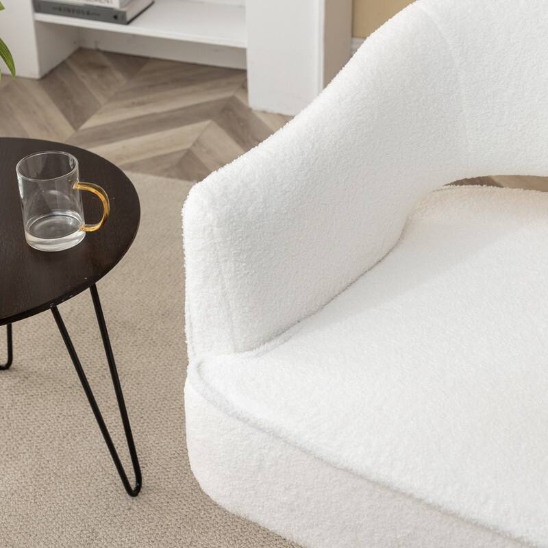 SEYNAR Modern Glam Open Back Velvet Upholstered Round Swivel Accent Arm Barrel Chair for Living Room
