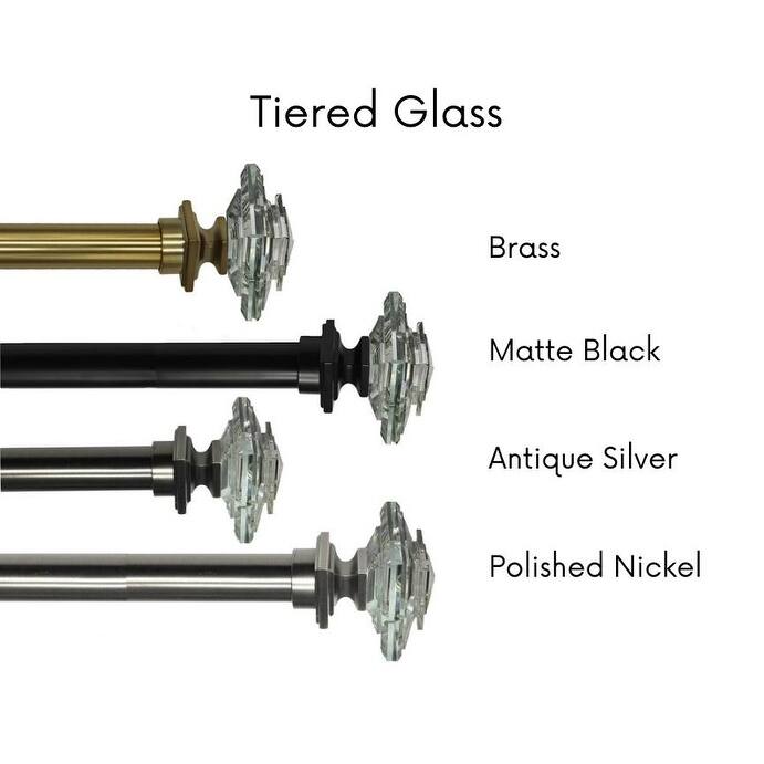 Linen Avenue Glass Square Single and Double Window Curtain Rod Set