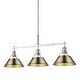 preview thumbnail 2 of 0, Yep by Golden Lighting Orwell 3-light Island Light in Chrome and Aged Brass shade - Silver