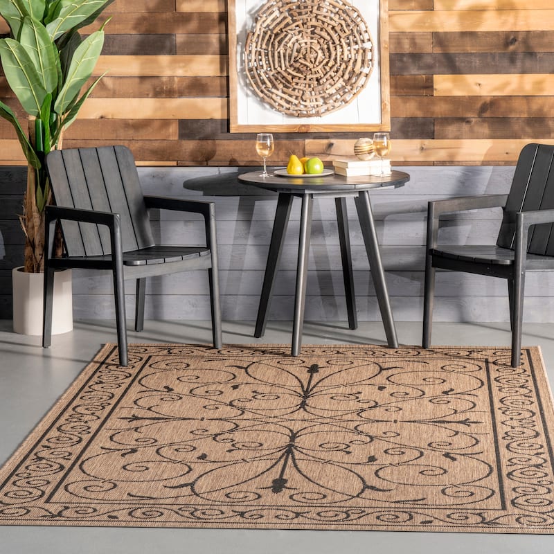 Nuloom Kathleen Traditional Indoor/Outdoor Area Rug - 8'6" x 13' - Brown