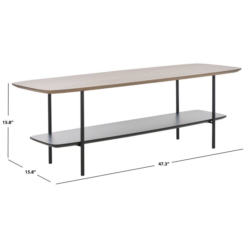 SAFAVIEH Norika Coffee Table with Lower Shelf - 47.3 In. W x 15.8 In. D x 15.8 In. H - 47Wx16Dx16H - Light Grey Oak
