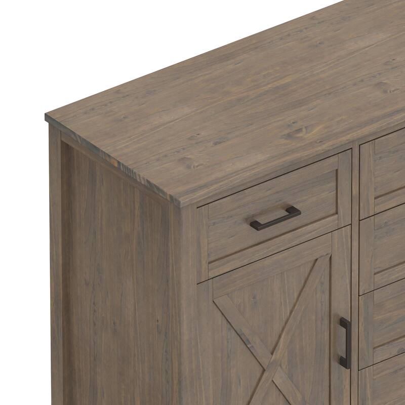 WYNDENHALL Cantina SOLID WOOD 54 inch Wide Rectangle Transitional Sideboard in Smoky Brown - 18" d x 54" w x 36" h