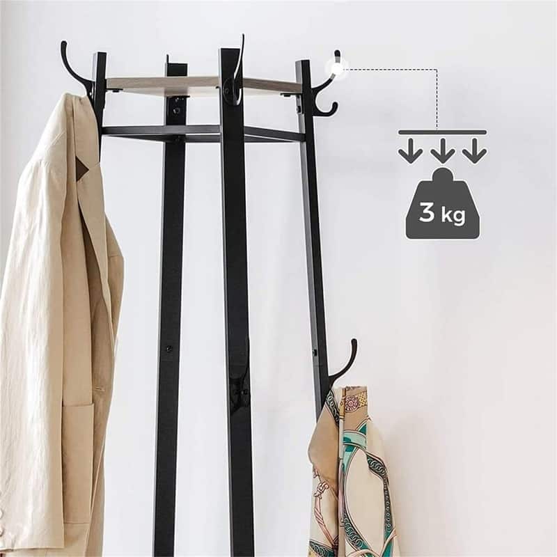 Coat Rack with 3 Shelves - 70.9"D x 16.9"W x 16.9"H