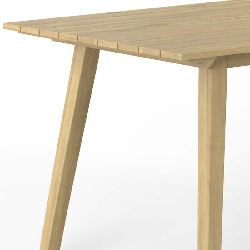 WyndenHall Nina 65 inch Wide Contemporary Outdoor Dining Table in Light Teak - 35.4" D x 65" W x 30.5" H