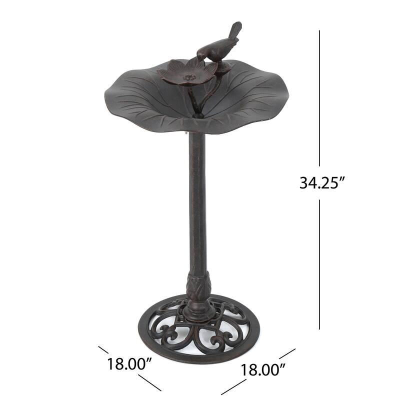 Roomfitters Lancaster Outdoor Aluminum and Iron Top Bird Bath with Stable Iron Base, Bronze