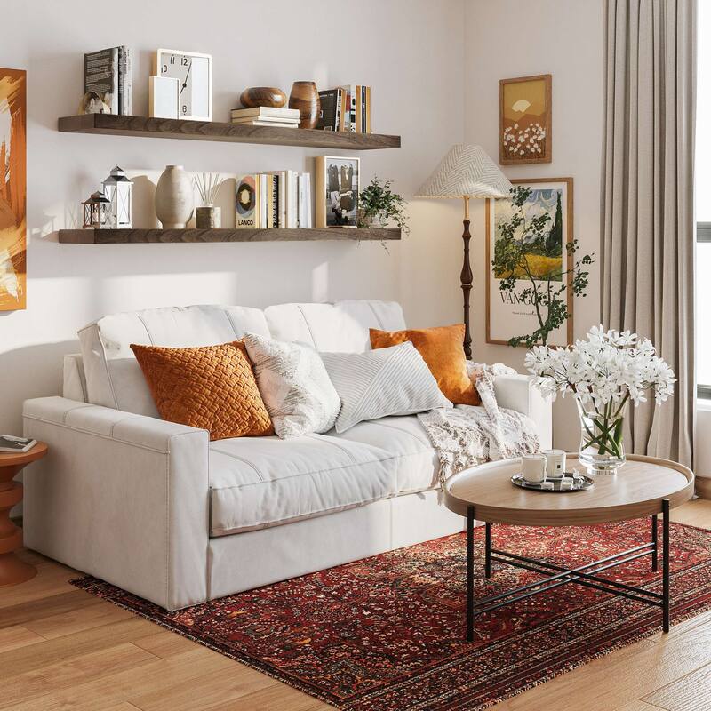 Wallniture Bois Wood Board 60" Long, 10'' Deep, 2" Thick, Hidden Bracket Shelf for Wall, Floating Bookshelf, Special Walnut, 1Pc