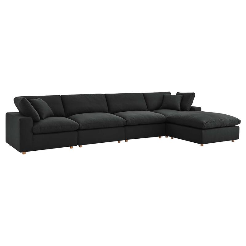 Commix 5 Piece Down Filled Overstuffed Sectional Sofa Set