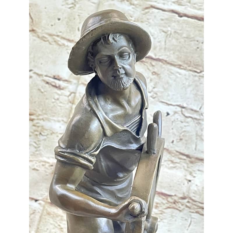 Ship Captain Imitative Fisherman Nautical Ocean Sailor Boating Decor Bronze Statue Sculpture 17.5 Inches X 7 Inches