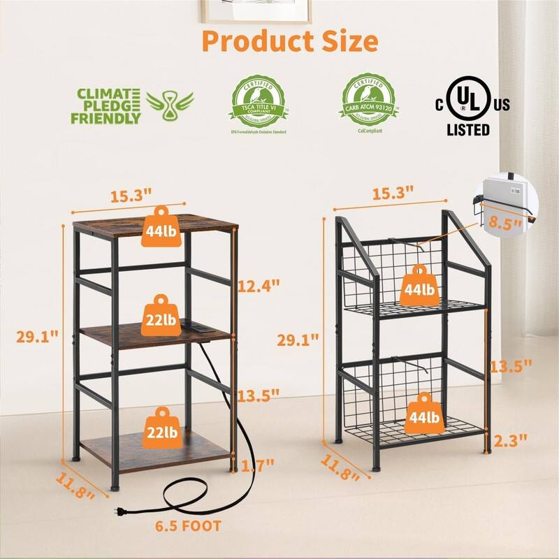 Record Player Stand With Vinyl Storage - 11.8"D x 15.3"W x 29.1"H