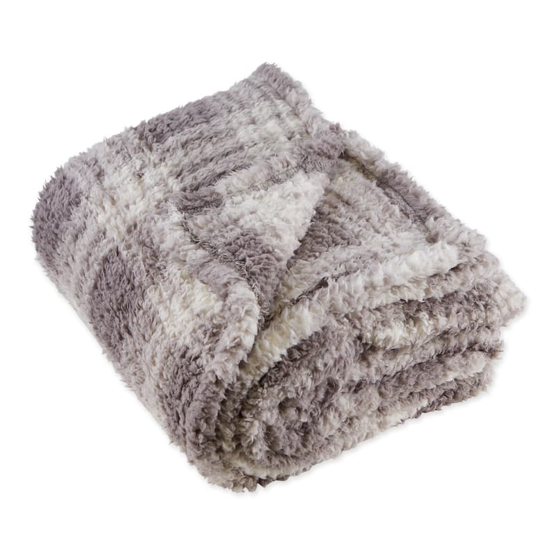 DII Gray Farmhouse Plush Plaid Throw - Gray