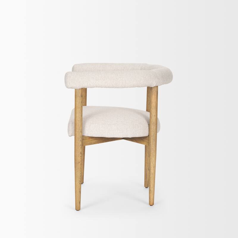 Arden Dining Chair w/ Medium Brown Wood and Cream Twill Fabric - 26.0L x 21.5W x 28.0H