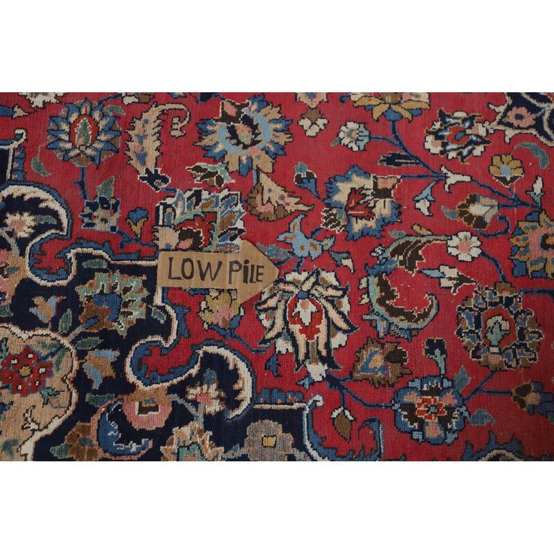 Signed Mashad Vintage Persian Area Rug Handmade Wool Carpet - 8'3" x 11'3"