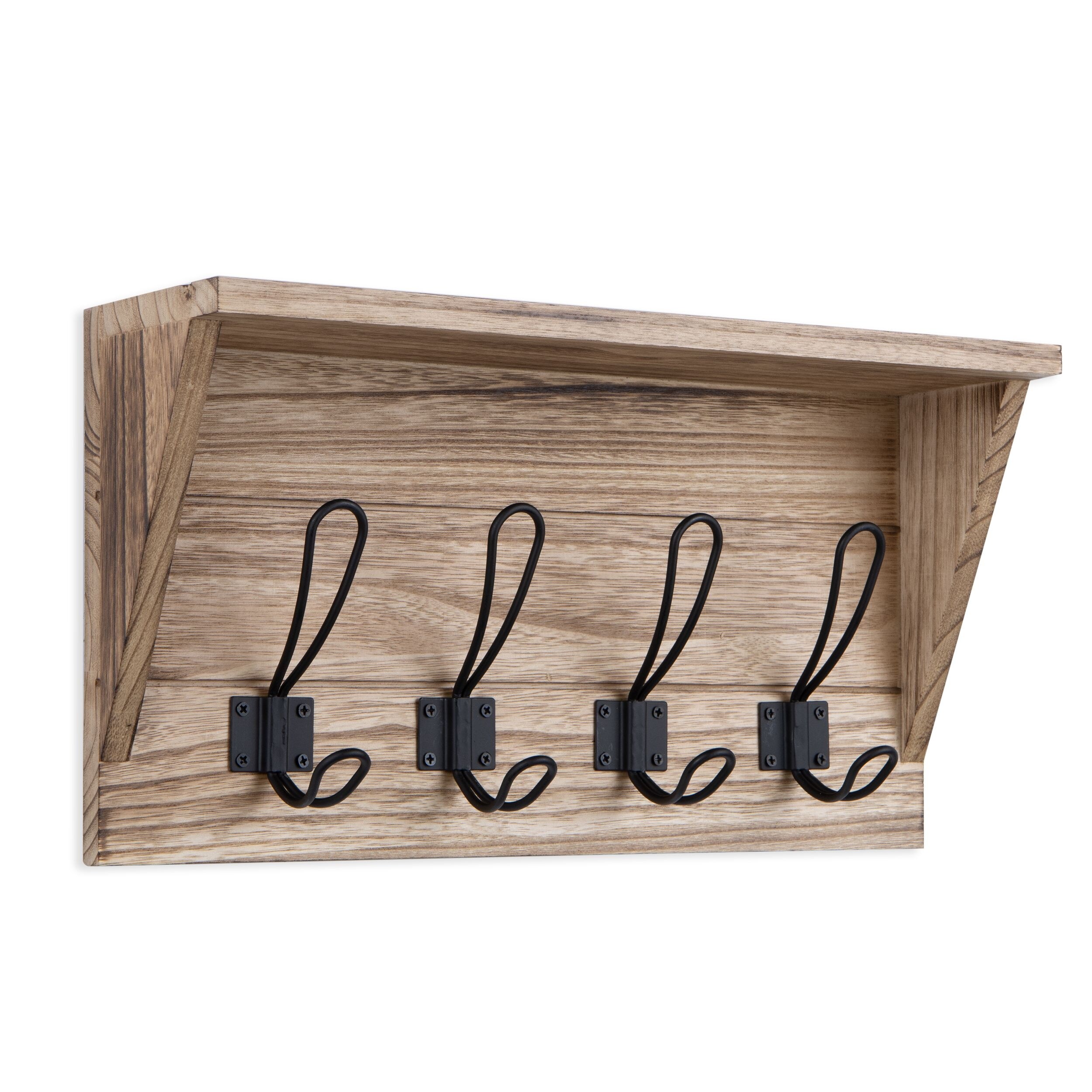 Wallniture 17 Wood Wall Mounted Coat Rack with Shelf Entryway Mail Organizer Wood Key Holder 8 Hooks N A Bed Bath Beyond 37251559