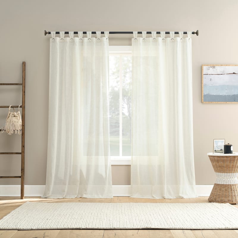 No. 918 Waverly Linen Blend Sheer Tab Top 1-Piece Curtain Panel, Single Panel