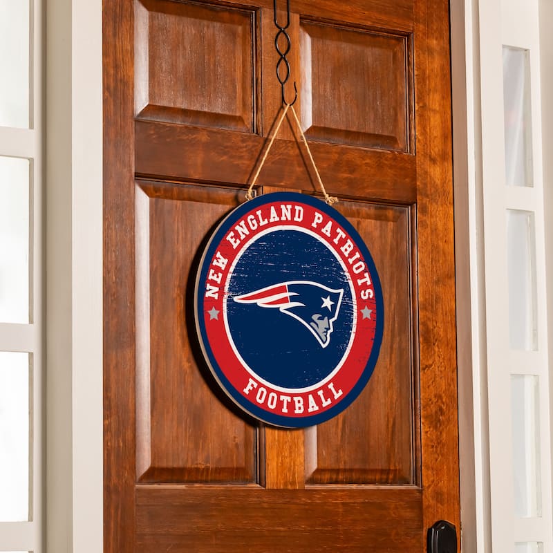 New England Patriots Wooden Door Decor Wall Sign - Multi-Color