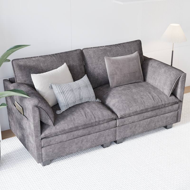 74.27" Modern Sofa Couch for Living Room, Deep Seat Sofas with Pillow Top Arms, Comfy 2-Seater Loveseat for Small Spaces