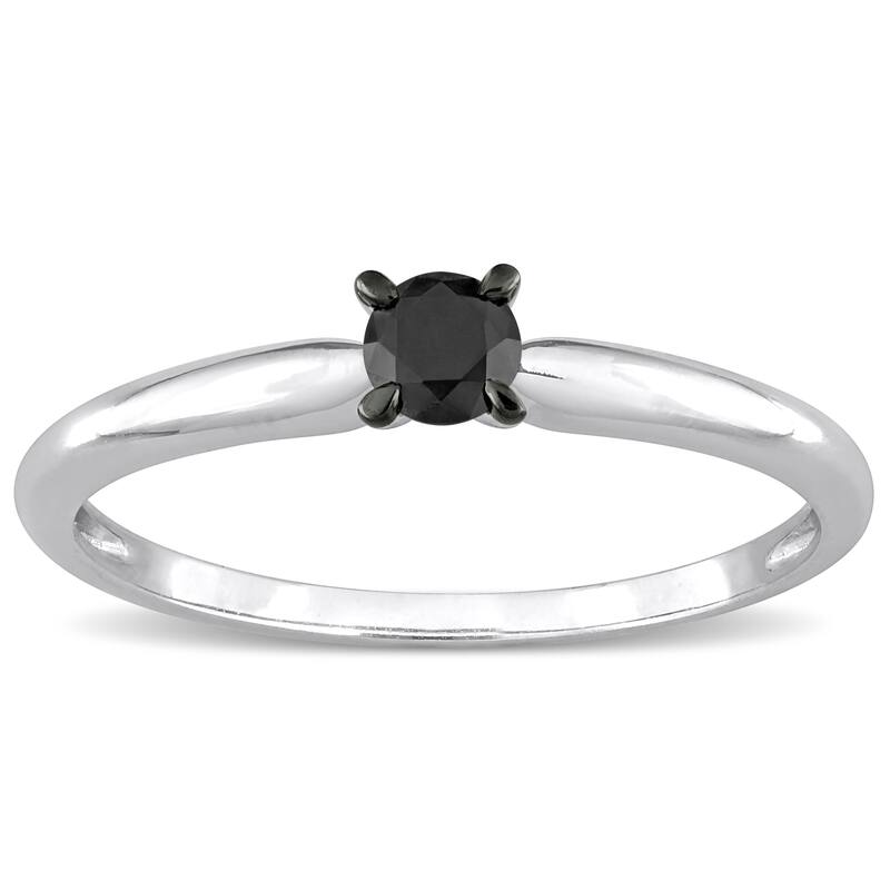 Miadora 1/4ct TDW Black Diamond Solitaire Engagement Ring in 14k White Gold