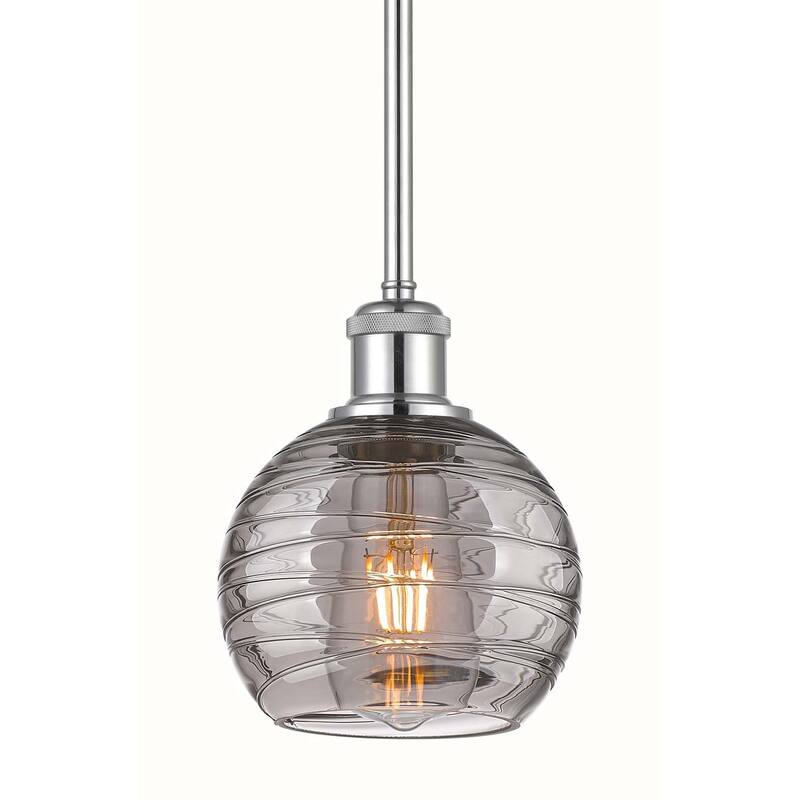 Innovations Lighting 516-1S-9-6 Athens Deco Swirl Pendant Athens Deco - Polished Chrome / Light Smoke Deco Swirl