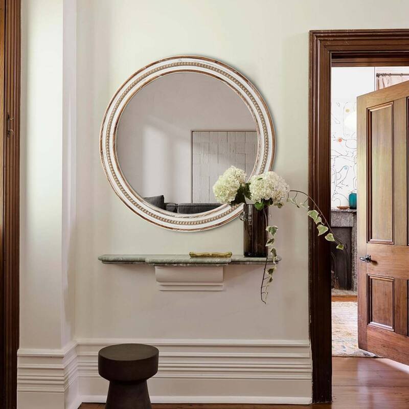 GDF Studio - Elara Beaded Round Decorative Wall Mirror