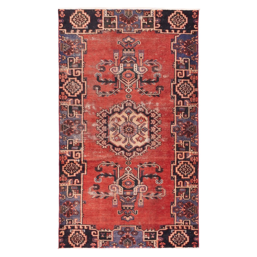 ECARPETGALLERY Hand-knotted Andelz Red Wool Rug - 4'2 x 7'2