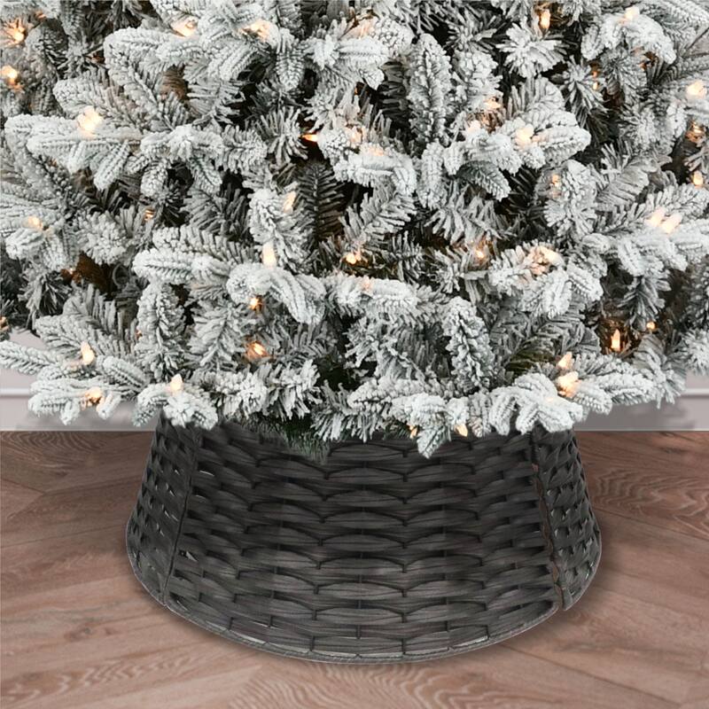 Wooden Round Christmas Tree Collar - 45" - Brown