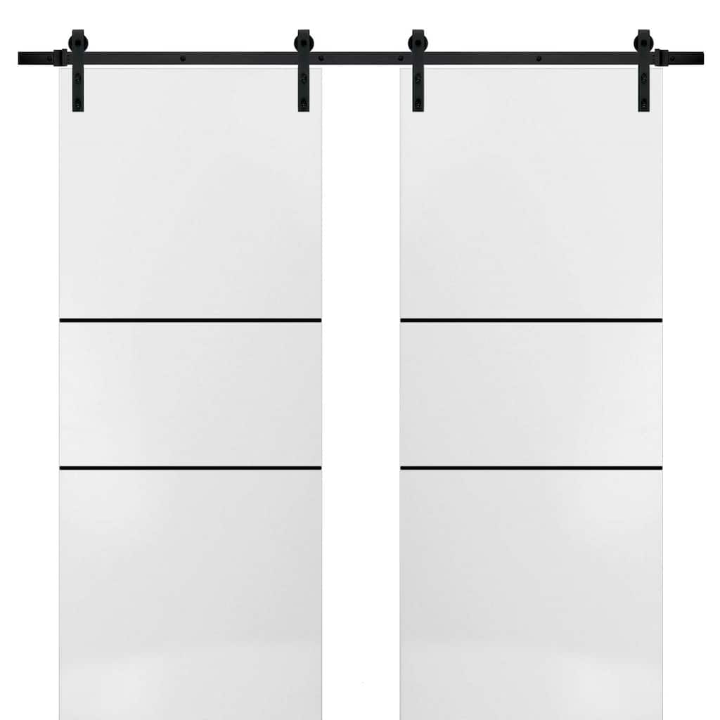 Sturdy Double Barn Door 36 x 80 with Planum 0014 White Silk with 13FT