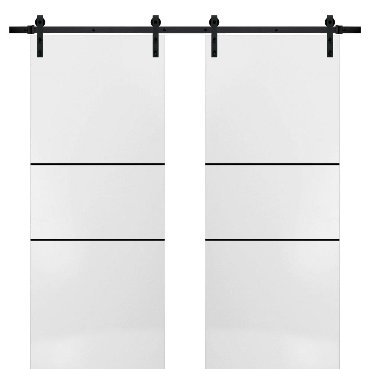 SartoDoors Planum 0014 | Closet Door Double Barn Door | Solid Wood | Hardware Set | 36x80, White Silk Bedroom Door Bathroom Door