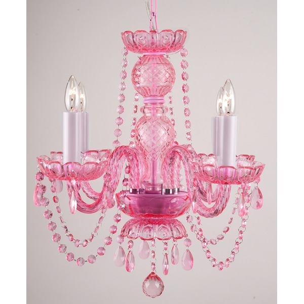 Pink Crystal Chandelier Light Lighting Fixture