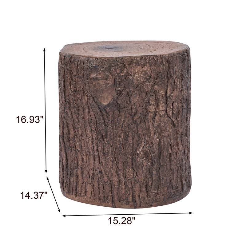 Christopher Knight Home - Reed 16.93"H Outdoor Rustic Faux Wood Tree-Stump MGO Side Table, Fully Assembled - 15.28