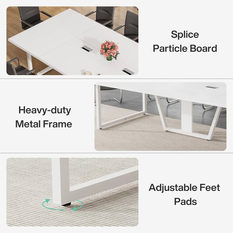 8FT Conference Table, Large Meeting Table for 10 People, Easy Assembly