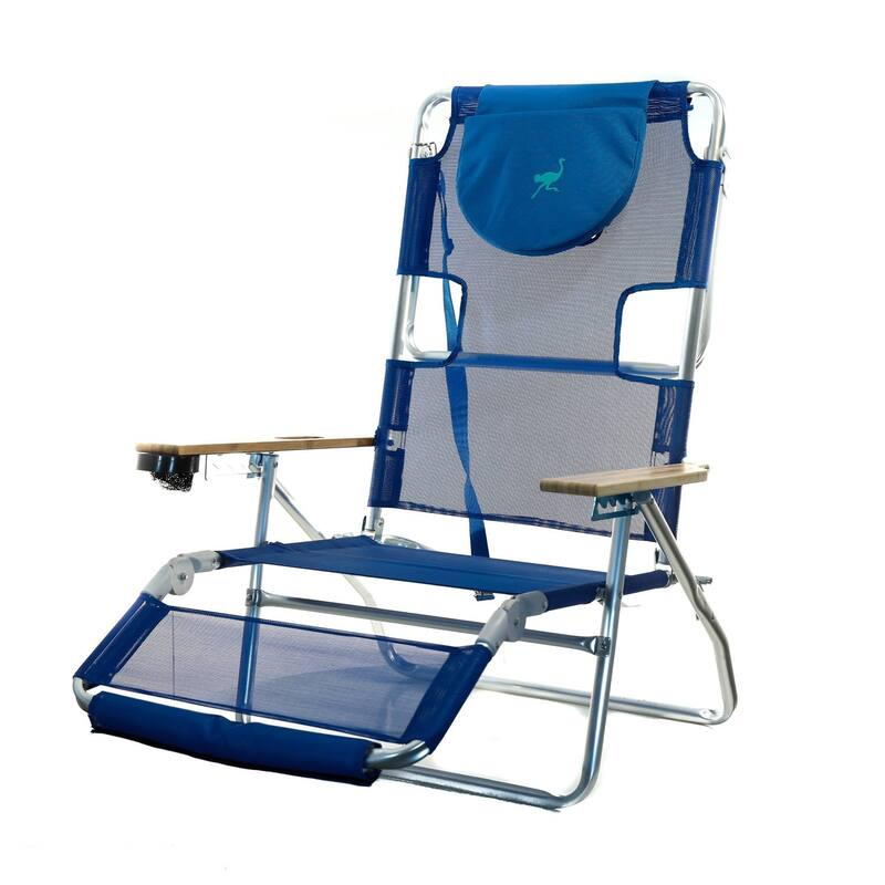Ostrich 3N1 Lightweight Aluminum Frame 5 Position Reclining Beach Chair (4 Pack) - 24